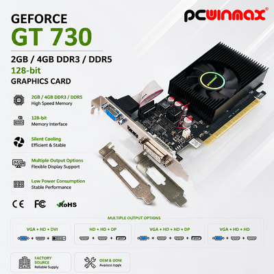 PCWINMAX Geforce GT 730 2GB 4GB DDR3 DDR5 64 Bit Graphics Card HD+HD+DP Ports Low Profile Video Card for PC