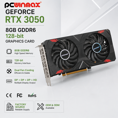 PCWINMAX Gaming GeForce RTX 3050 8GB GDDR6 128-Bit HD/DP PCIe 4 พัดลมคู่กราฟิกการ์ดสำหรับเกมพีซี