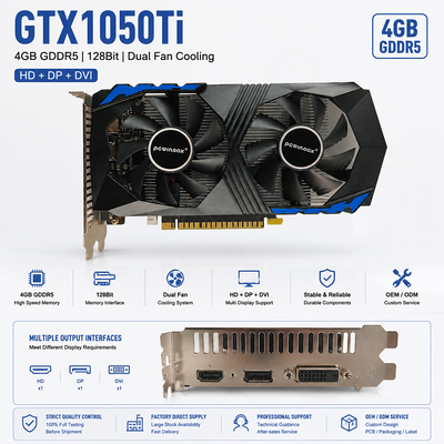 การ์ดจอ PCWINMAX ขายส่ง GTX 1050 Ti 4GB 128Bit GDDR5 GPU กินไฟน้อย พร้อมช่องต่อ HD DP DVI สำหรับคอมพิวเตอร์ตั้งโต๊ะ